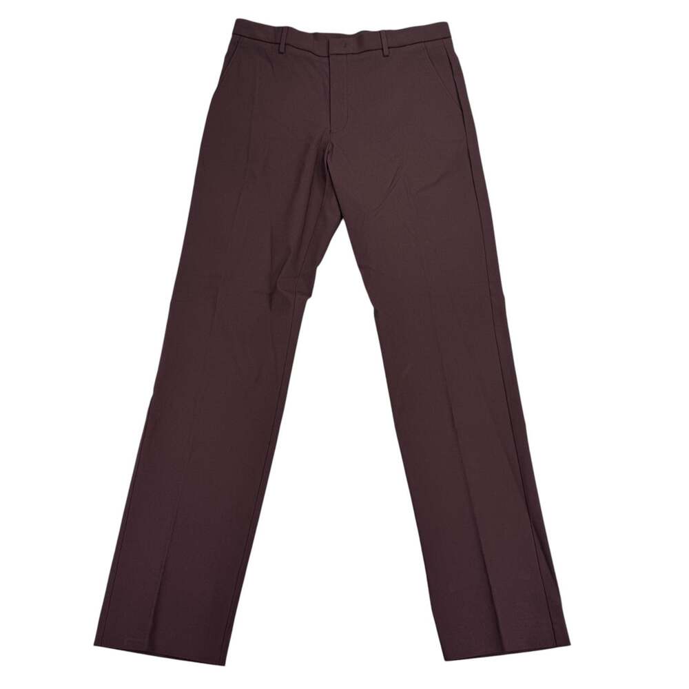 Tommy Hilfiger Mens TH Flex Tate Modern Fit Stretch Dress Pants Burgundy 34x34